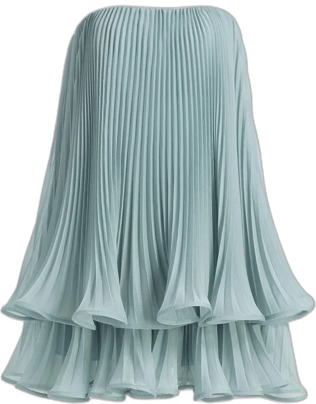 Pleated Strapless Babydoll Mini Dress