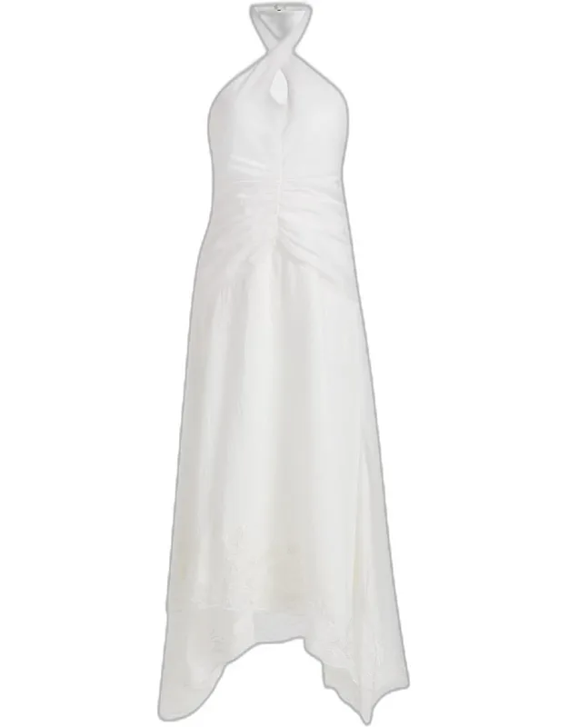 Embroidered Halter Maxi Dress