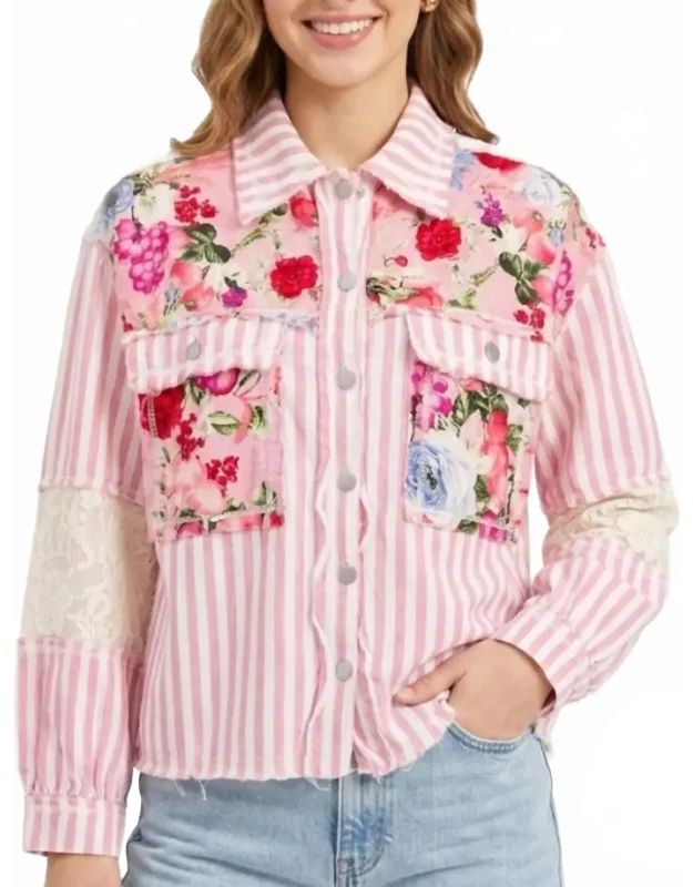 Floral Stripe Button Down Shirt