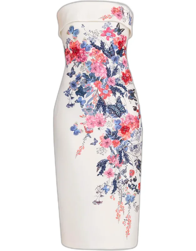 Floral Placement Midi Sheath Dress