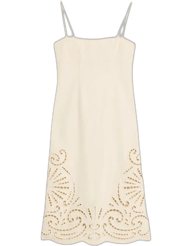 Eyelet Denim Midi Dress