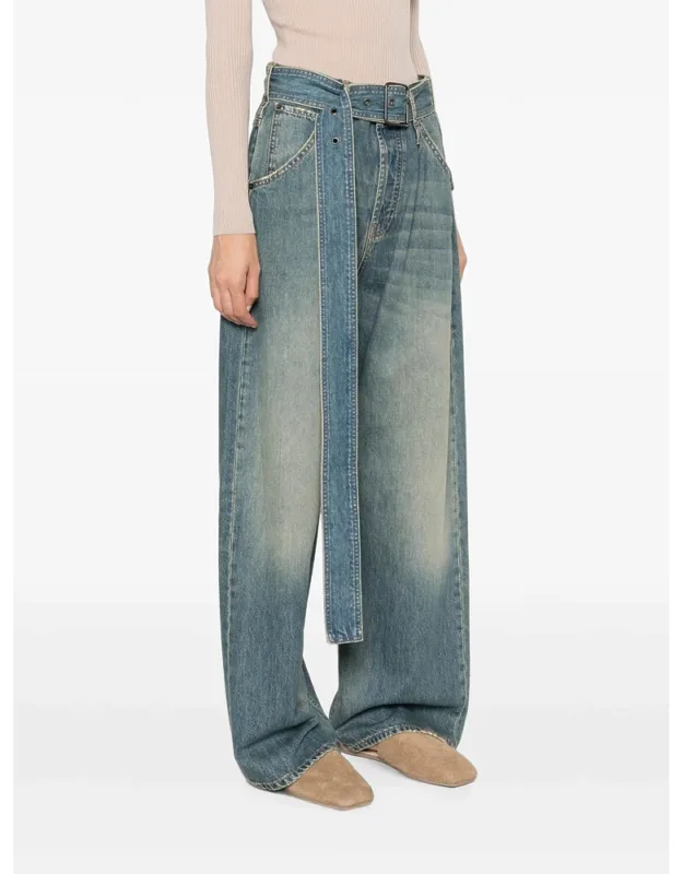 Belted Wide-leg Jeans