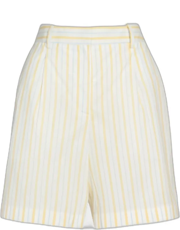 Striped Cotton Wide-leg Shorts