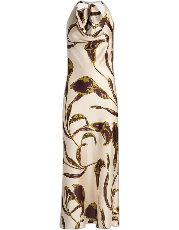 Floral Satin Midi Dress