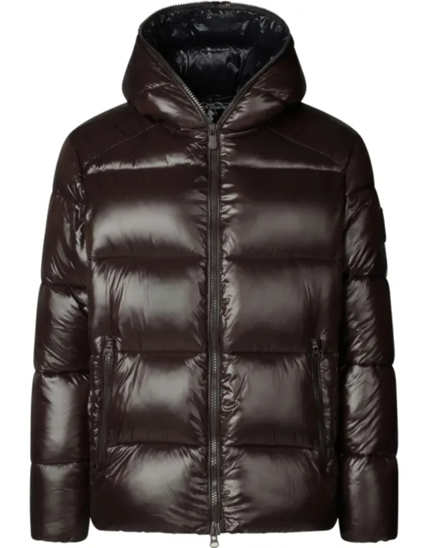 Padded Quilted Jacket With Hood And Glossy Finish