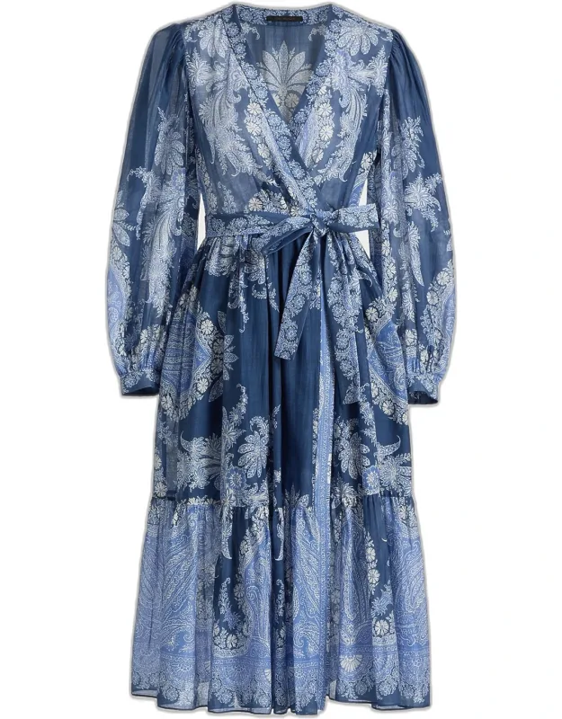 Printed Cotton-silk Midi Dress
