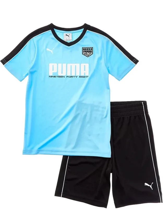 Puma 2pc T-shirt & Short Set In Ribbed Trim