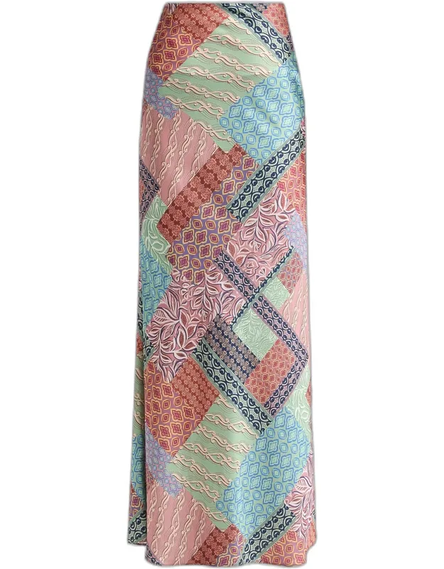 Printed Bias-cut Maxi Skirt