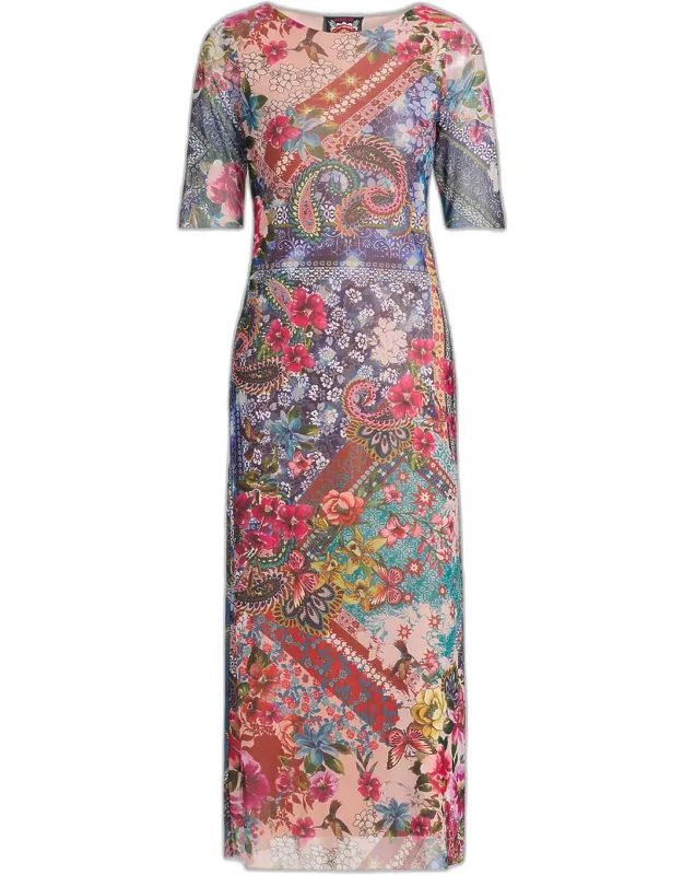 Printed A-line Midi Dress
