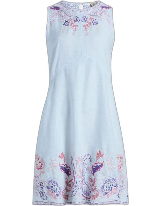 Chevron Cleolia Embroidered Mini Dress