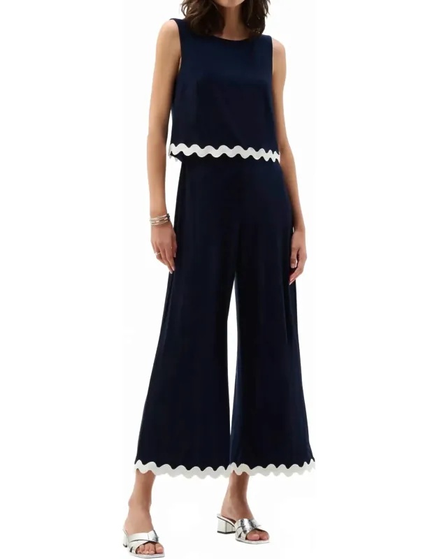 Silky Knit Jumpsuit With Contrast Trim