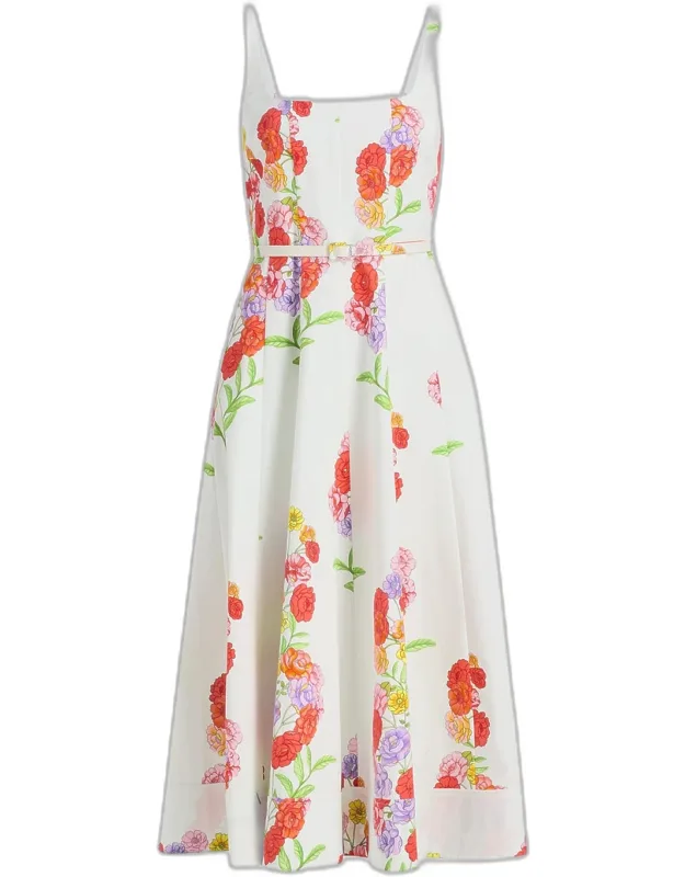Floral Belted Midi Dress