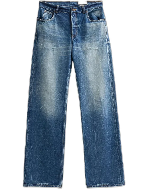Faded Denim Wide-leg Jeans