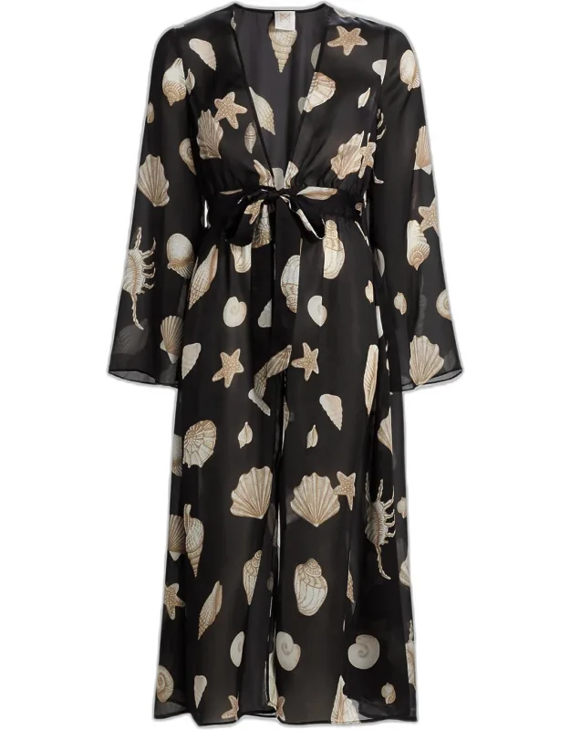 Seashell-print Cover-up Midi Dress