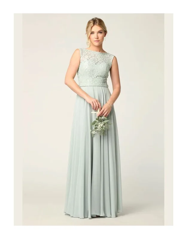 Long Sleeveless Lace Chiffon Dress