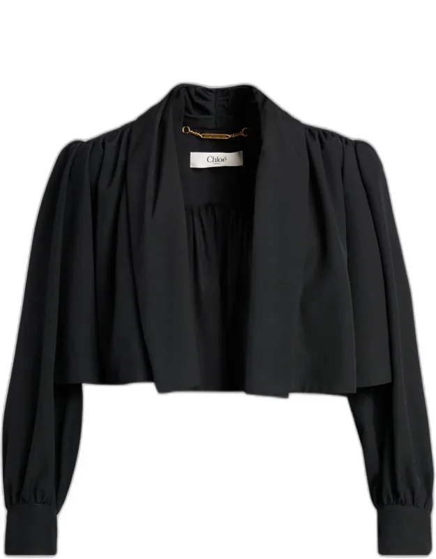Open-front Pleated Crop Blazer