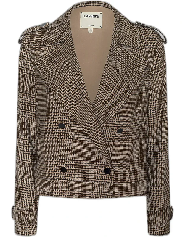 Houndstooth Cropped Trench Coat