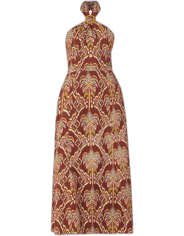 Tropical Stretch-cotton Midi Dress