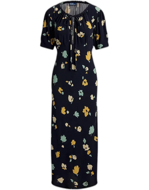 Floral A-line Midi Dress