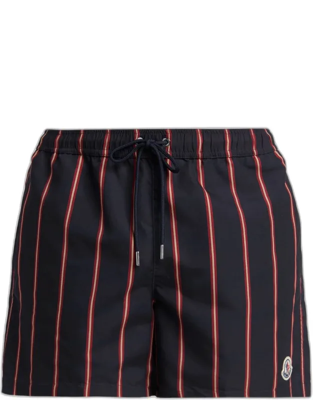Stripe Embroidered-logo Swim Trunks