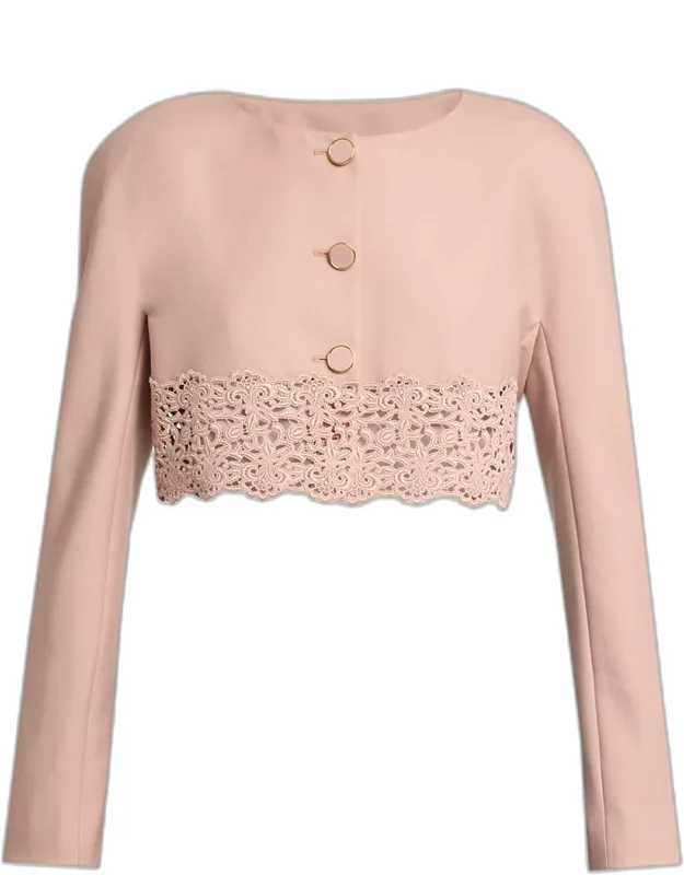 Guipure Lace & Wool Crop Cardigan