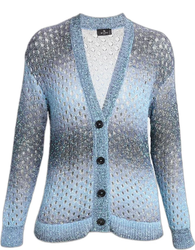 Open-knit V-neck Cardigan