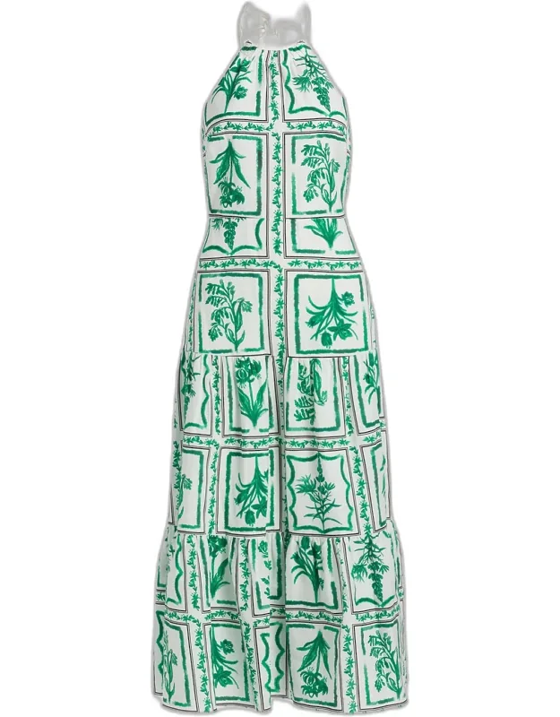 Floral Linen-cotton Maxi Dress