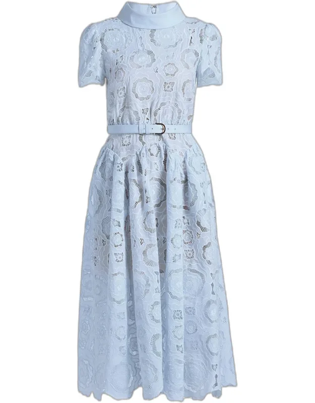 Floral Lace A-line Midi Dress