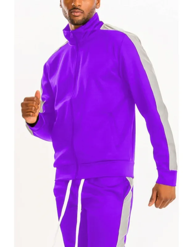 Track Single Stripe Jacket - Full Zip, Elastic Cuffs