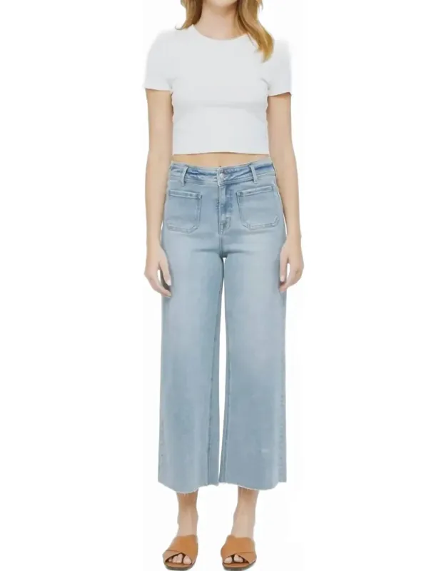 Front Pocket Cropped Wide Leg Jeans