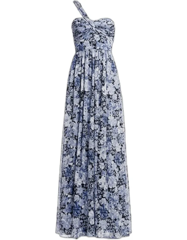 Floral Chiffon Ruched Maxi Dress