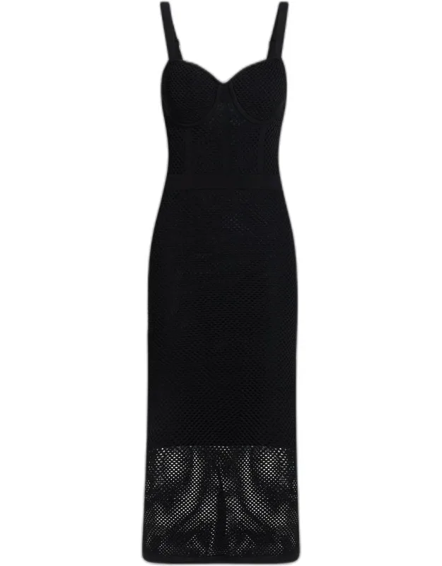 Pointelle-knit Body-con Mini Dress
