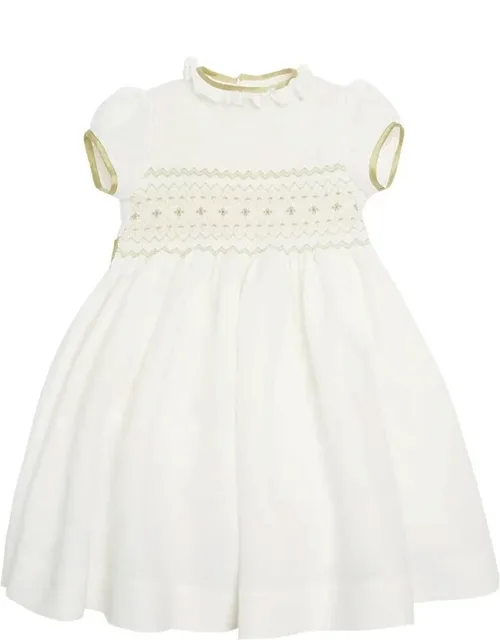 Hand Smocked Occasion Linen-blend Dress