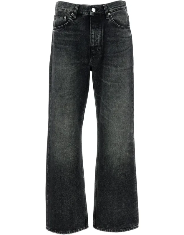 Relaxed Fit Denim Jeans With Kick-flare Hem And Customized Hardware