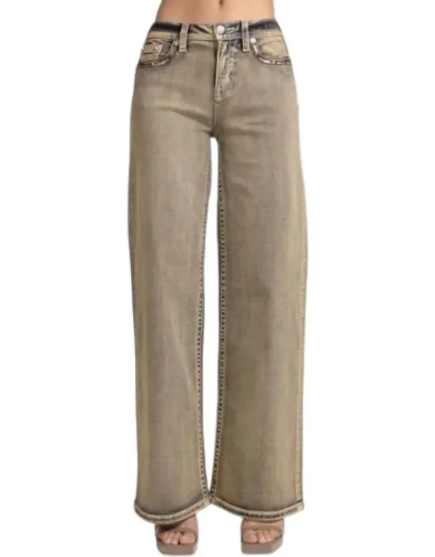 Stitch High Rise Wide Leg Jeans