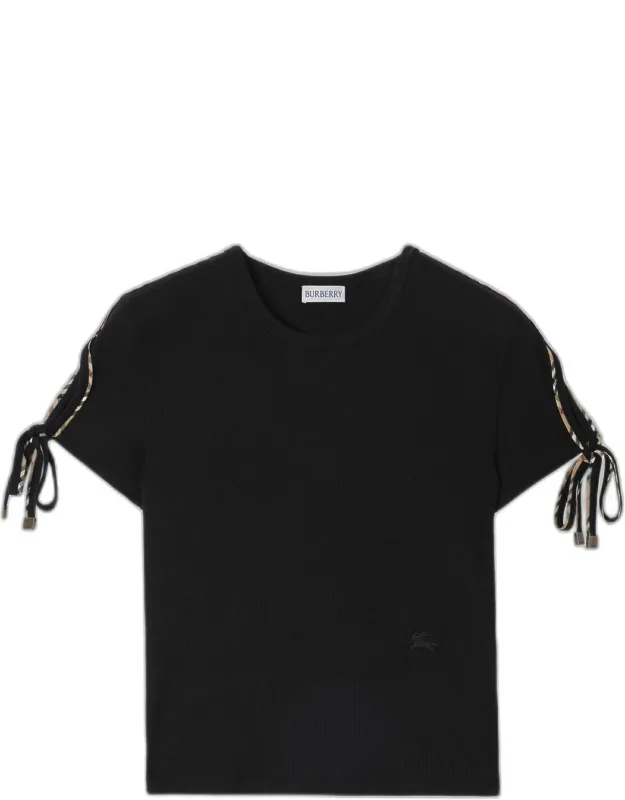 Taisie Cotton Tie-sleeve Crop T-shirt