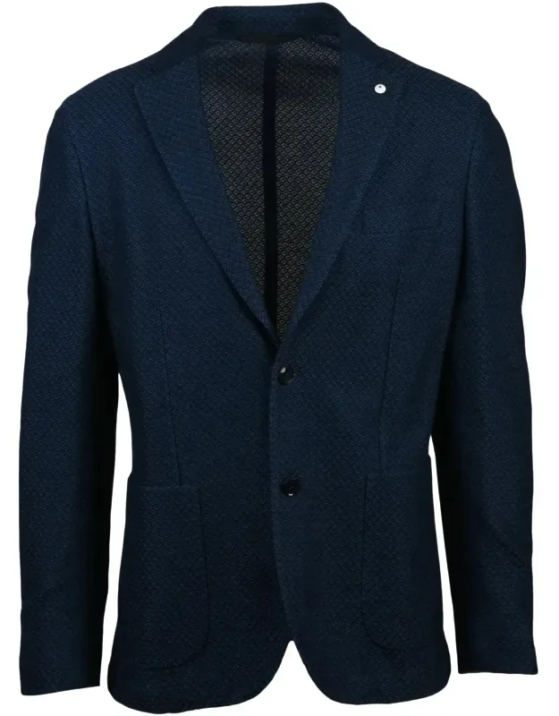 Fitted Blazer With Textured Fabric And Tailored Silhouette