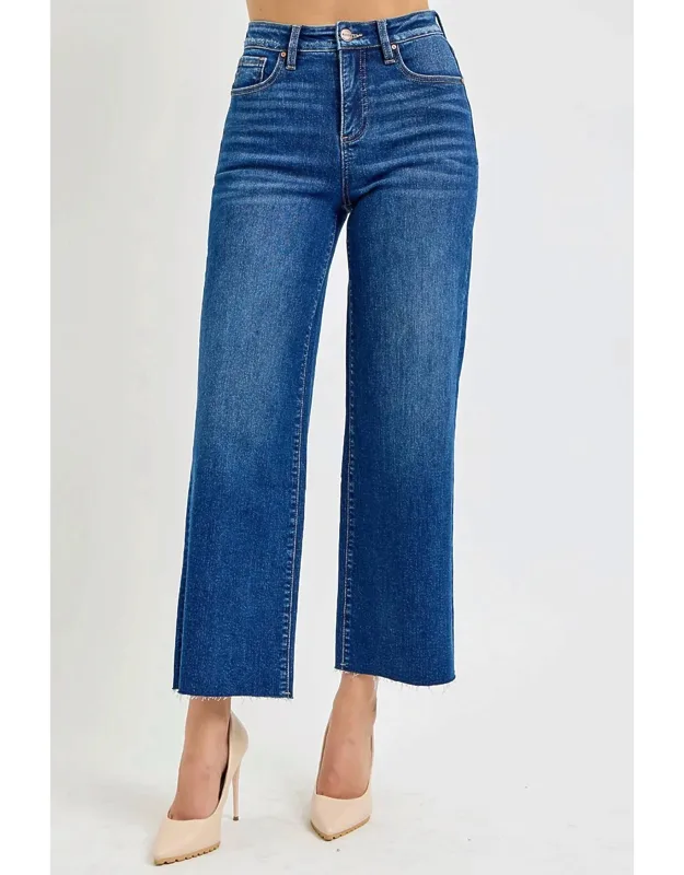 Tummy Control High Rise Crop Wide Leg Jeans