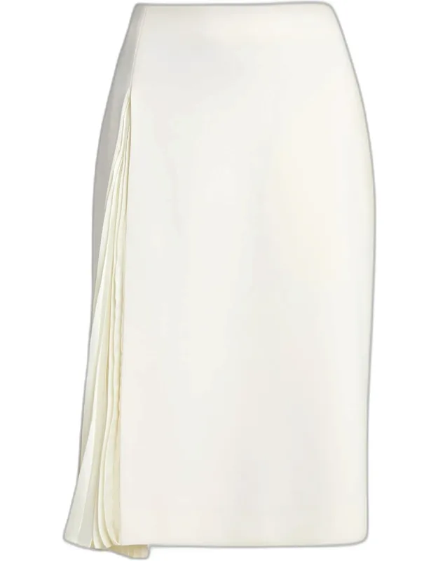 Side-pleat Wool Knee-length Skirt