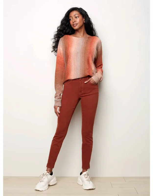 Twill Jeans With Side Zipper Detail