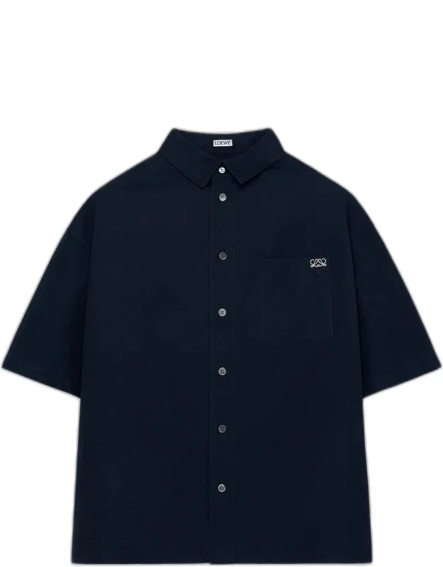 Short-sleeve Heavy Cotton Button-front Shirt