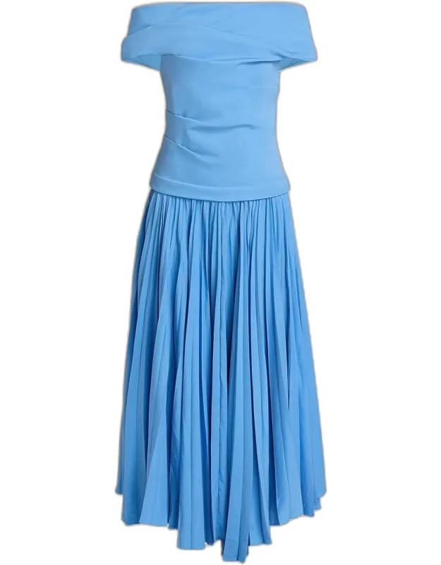 Off-the-shoulder Drop-waist Maxi Dress