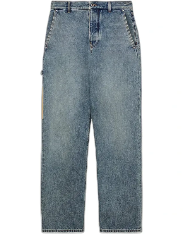 Leather-patch Straight-leg Jeans