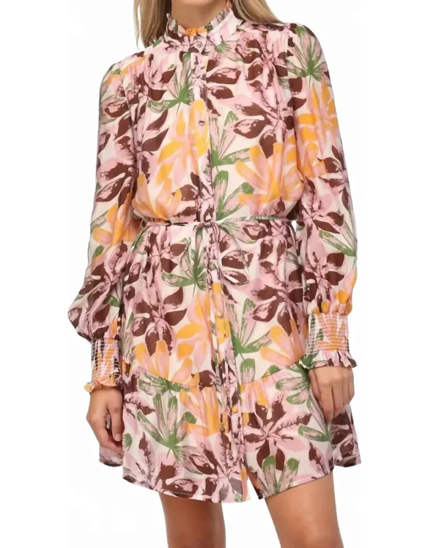 Flowered Long Sleeve Dress