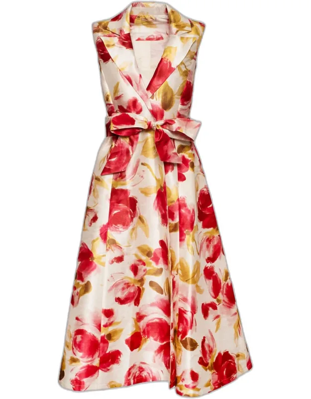 Sleeveless Floral-print Midi Dress