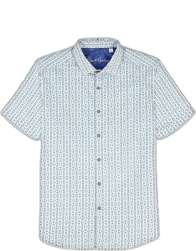 Printed Short-sleeve Stretch-cotton Shirt