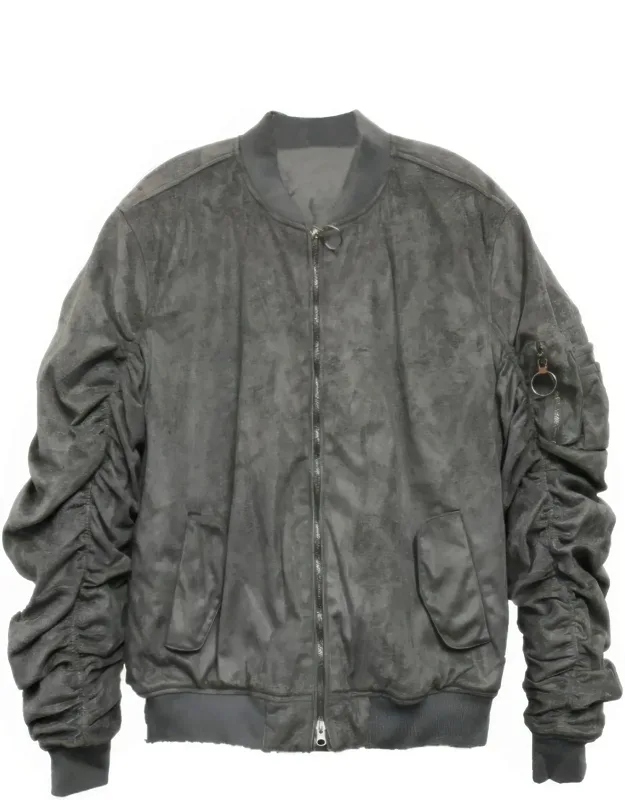 Mirosuede Scrunched Bomber Jacket