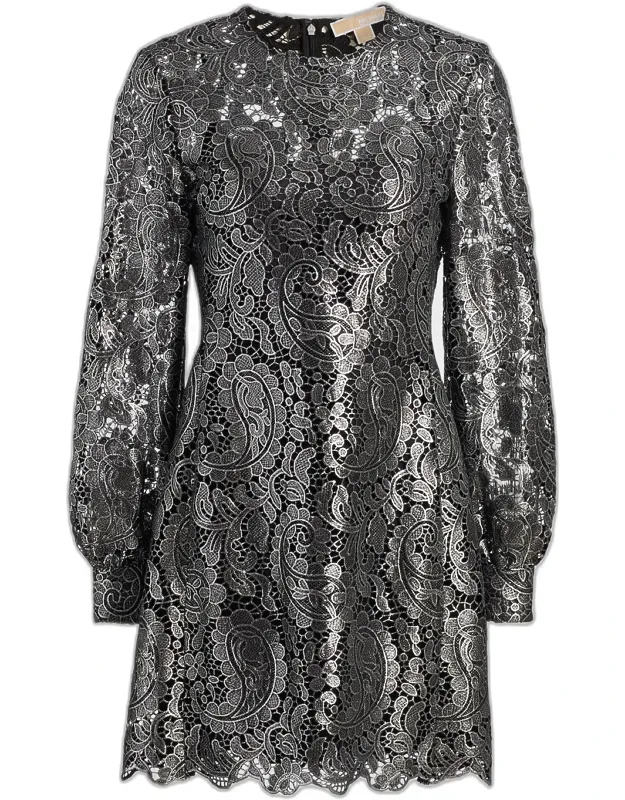 Lace Long-sleeve Mini Dress