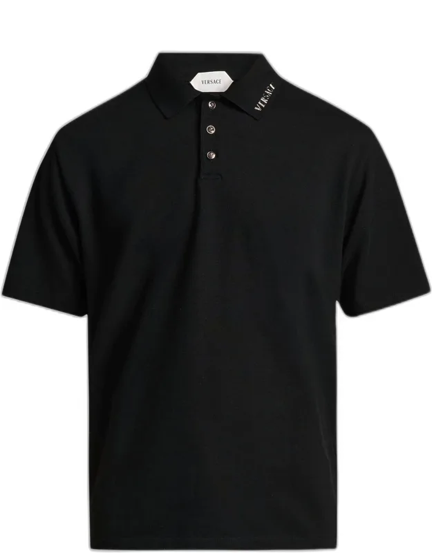 Piquet Medusa Buttons Cotton Polo Shirt