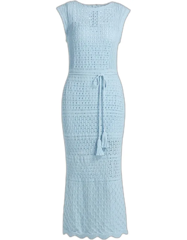 Crochet Cotton Sheath Midi Dress
